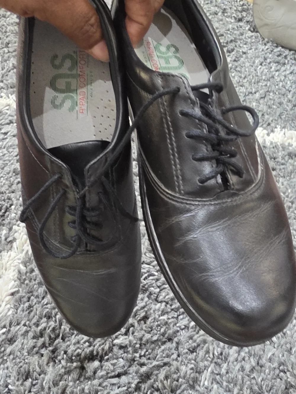 SAS Ladies 8 S (Slim) Whisper Black Leather Tripad Comfort Oxford Walking USA